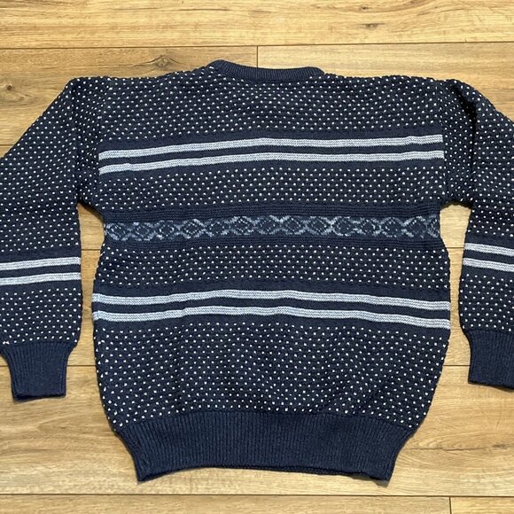 Men's VTG Jantzen Knit Sweater SZ LARGE Blue USA Made Retro Grandpa - Picture 11 of 11